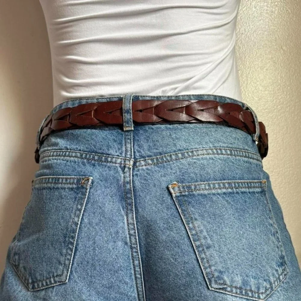 Vintage boho/hippie brown leather belt‎